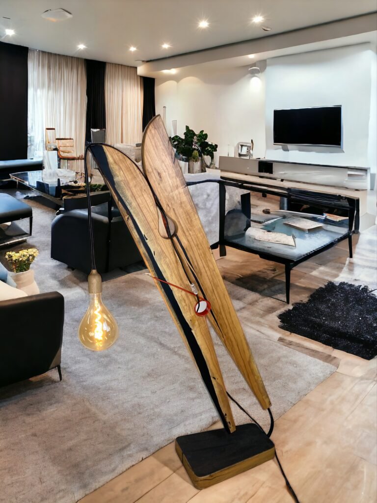 lampadaire design en bois