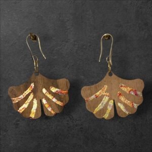 Boucles d'oreilles en bois - Ginkgo