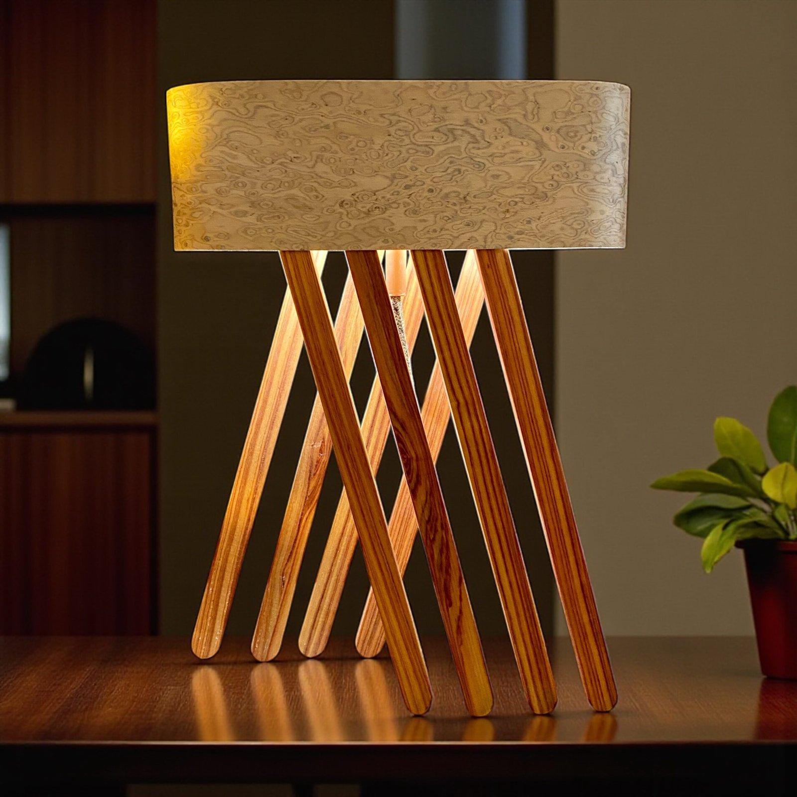 Luminaire design en bois “Octopus” – Création artisanale unique – Image 10